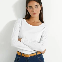 T-shirt col rond manches longues uni