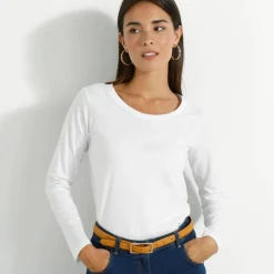 T-shirt col rond manches longues uni
