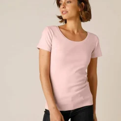 T-shirt col rond uni manches courtes en coton biologique(**)