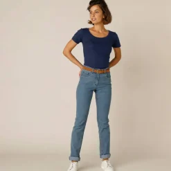 T-shirt col rond uni manches courtes en coton biologique(**)