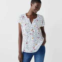 T-shirt col tunisien manches courtes, imprimé