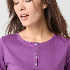 T-shirt col tunisien manches longues