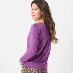 T-shirt col tunisien manches longues