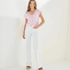 T-shirt col V boutonné