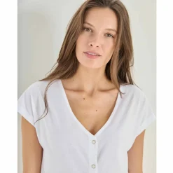 T-shirt col V boutonné
