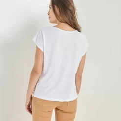 T-shirt col V boutonné