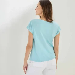 T-shirt col V boutonné