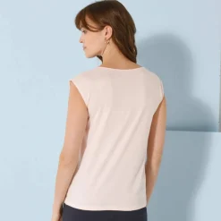 T-shirt col V boutons fantaisie