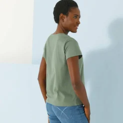 T-shirt col V dentelle