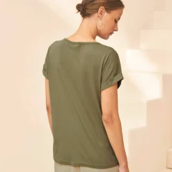 T-shirt col V, manches courtes