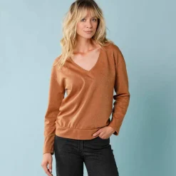 T-shirt col V spécial Petites fil brillant