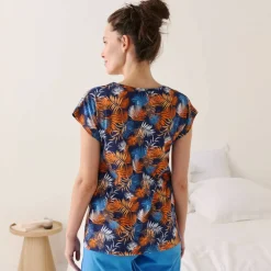 T-shirt de pyjama en coton manches courtes - imprimé tropical