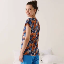 T-shirt de pyjama en coton manches courtes - imprimé tropical