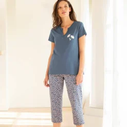 T-shirt de pyjama manches courtes imprimé "fleurs"