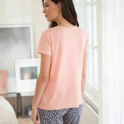 T-shirt de pyjama manches courtes imprimé "fleurs"