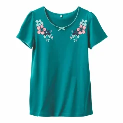 T-shirt encolure imprimée bucolique - manches courtes