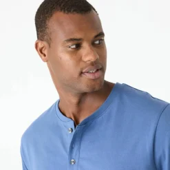 T-shirt Henley confort manches courtes - coton biologique(**)