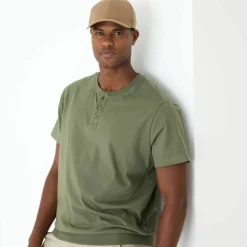 T-shirt Henley confort manches courtes - coton biologique(**)