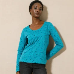 T-shirt imprimé pois en coton biologique(**)