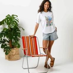 T-shirt loose imprimé carte postale, jersey