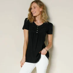 T-shirt macramé manches courtes