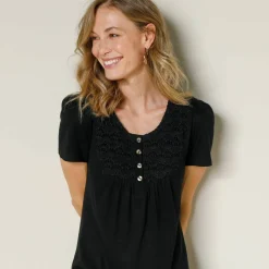 T-shirt macramé manches courtes