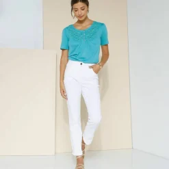 T-shirt macramé manches courtes