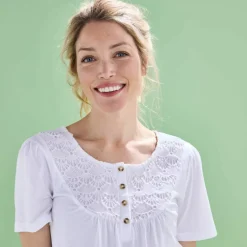 T-shirt macramé manches courtes
