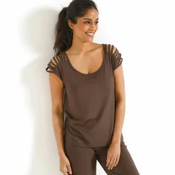 T-shirt maille unie, laçage épaules