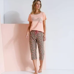 T-shirt manches courtes coton uni imprimé placé 
