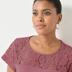 T-shirt manches courtes dentelle