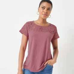 T-shirt manches courtes dentelle