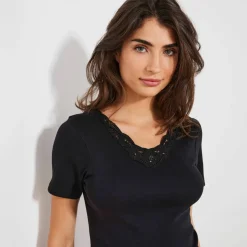 T-shirt manches courtes dentelle