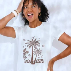 T-shirt manches courtes imprimé palmiers