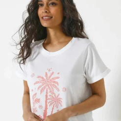T-shirt manches courtes imprimé palmiers