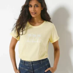 T-shirt manches courtes, imprimé palmiers devant