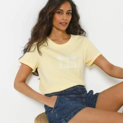 T-shirt manches courtes, imprimé palmiers devant