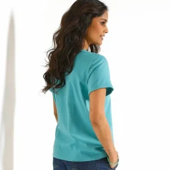 T-shirt manches courtes, imprimé palmiers devant