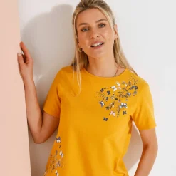 T-shirt manches courtes imprimé papillon