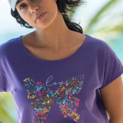 T-shirt manches courtes, imprimé placé "papillon"