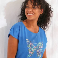 T-shirt manches courtes, imprimé placé "papillon"