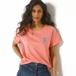 T-shirt manches courtes, imprimé poitrine palmiers