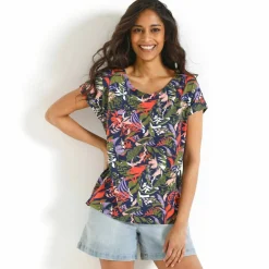 T-shirt manches courtes, imprimé tropical