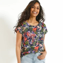 T-shirt manches courtes, imprimé tropical