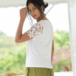 T-shirt manches courtes, macramé