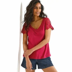 T-shirt manches courtes, macramé