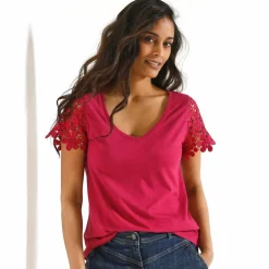 T-shirt manches courtes, macramé