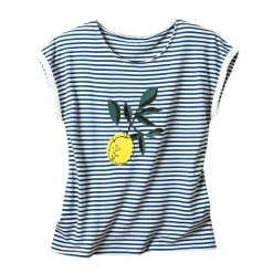 T-shirt manches courtes rayé imprimé placé, Spécial Petites