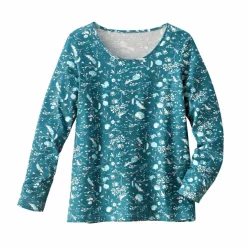 T-shirt manches longues – fleuri émeraude