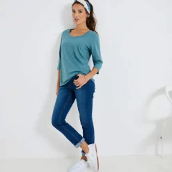 T-shirt manches 3/4 uni, coton